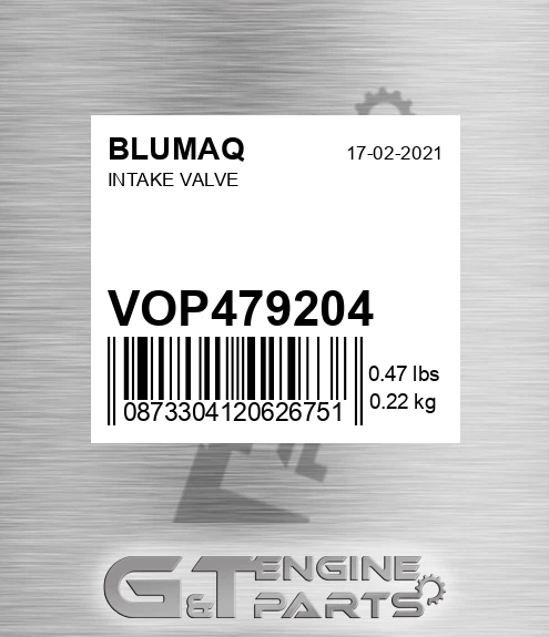 VOP479204 Intake Valve for BLUMAQ