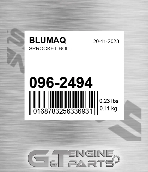096-2494 Sprocket Bolt for BLUMAQ
