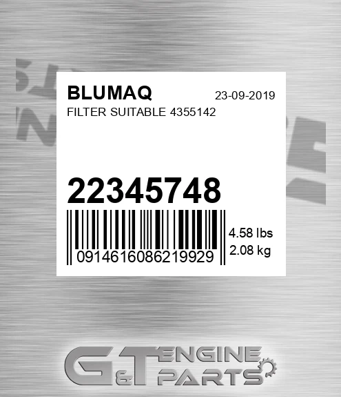 22345748 Filter Suitable 4355142 for BLUMAQ