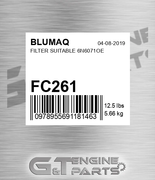 FC261 Filter Suitable 6n6071oe