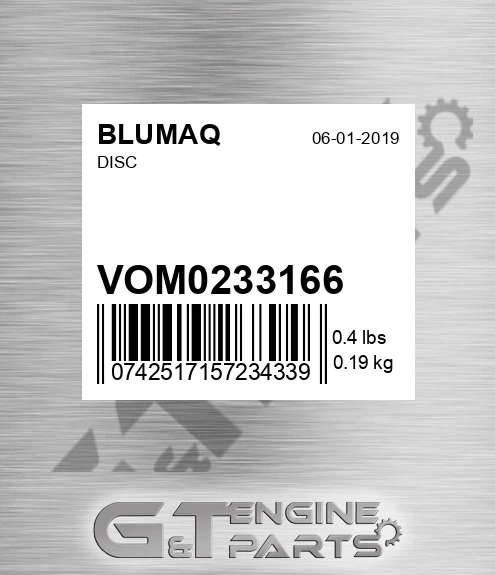 VOM0233166 Disc for BLUMAQ
