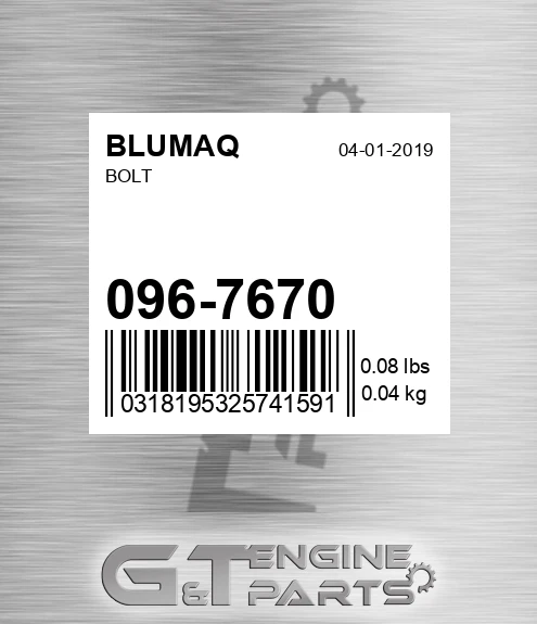 096-7670 Screw for BLUMAQ