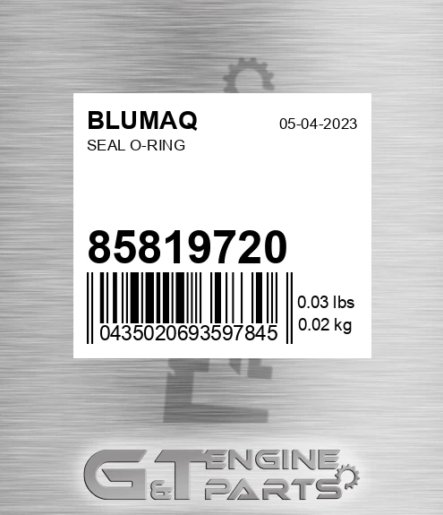 85819720 Seal O-ring