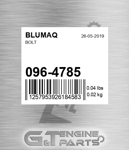 096-4785 Bolt for BLUMAQ