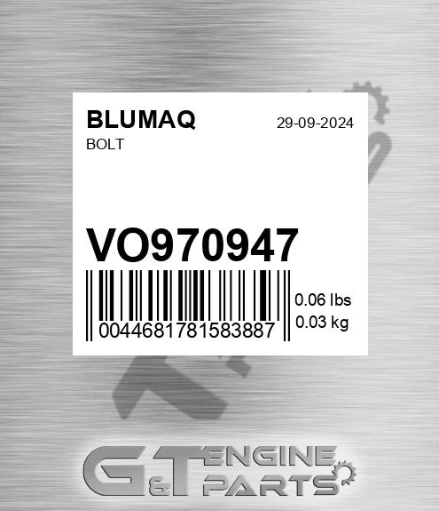 VO970947 Bolt for BLUMAQ