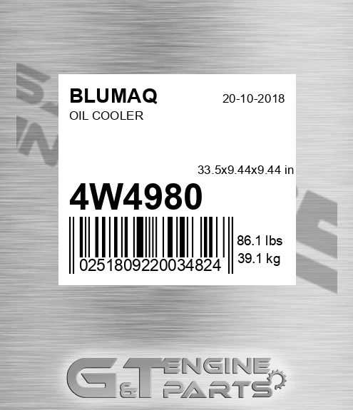 4W-4980 Oil Cooler for BLUMAQ