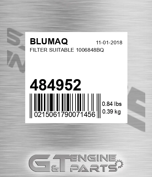 484952 Filter Suitable 1006848bq for BLUMAQ
