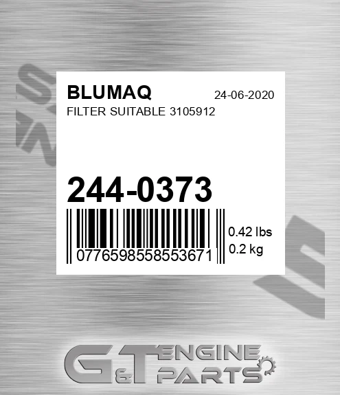 244-0373 BLUMAQ Filter Suitable 3105912