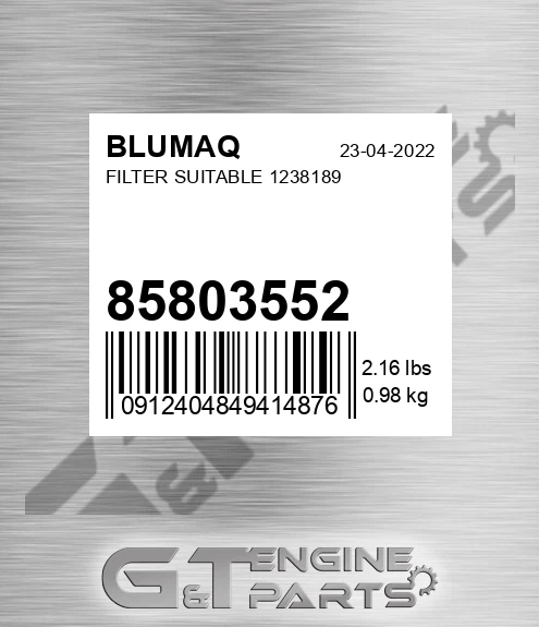85803552 BLUMAQ Filter Suitable 1238189