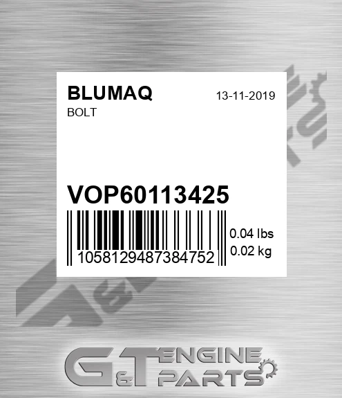 VOP60113425 Bolt for BLUMAQ