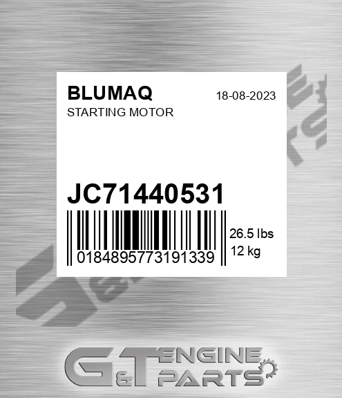 JC714/40531 Starting Motor for BLUMAQ