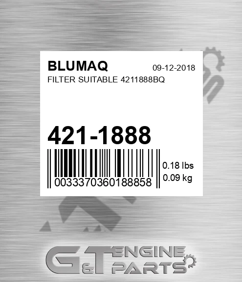 421-1888 Filter Suitable 4211888bq
