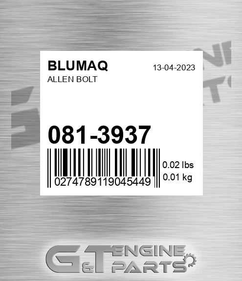 081-3937 Allen Bolt for BLUMAQ