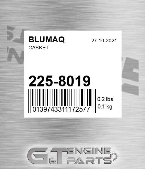 225-8019 Gasket for BLUMAQ