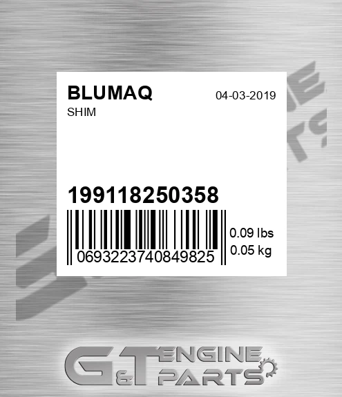 199118250358 Shim for BLUMAQ