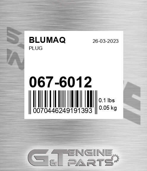 067-6012 Plug for BLUMAQ
