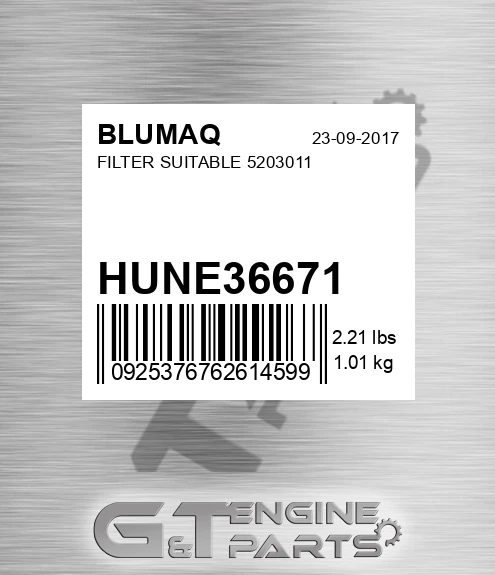 HUNE36671 Filter Suitable 5203011 for BLUMAQ