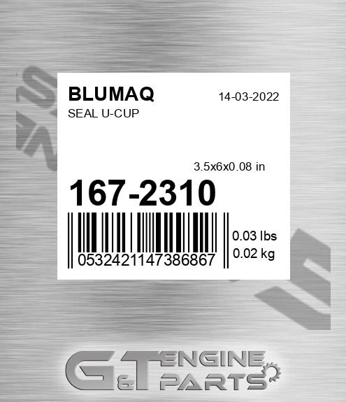 167-2310 Seal U-cup for BLUMAQ