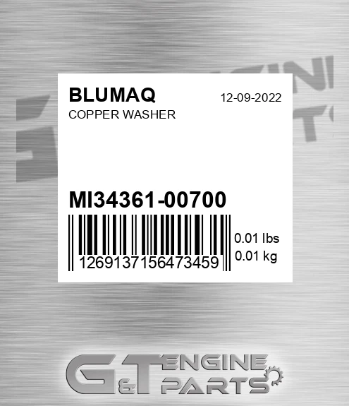 MI34361-00700 Copper Washer for BLUMAQ