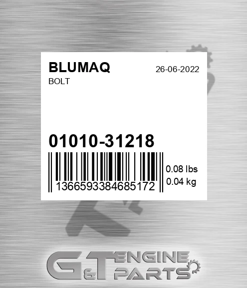 01010-31218 Bolt for BLUMAQ