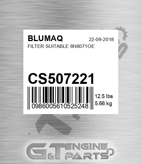 CS507221 Filter Suitable 6n6071oe