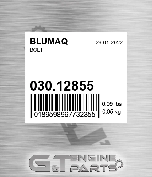030.12855 Bolt for BLUMAQ