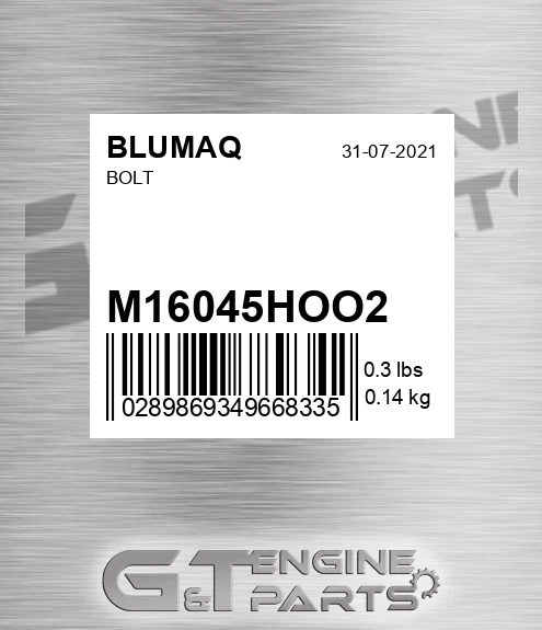 M16045HOO2 Bolt