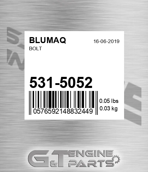 531-5052 Bolt for BLUMAQ