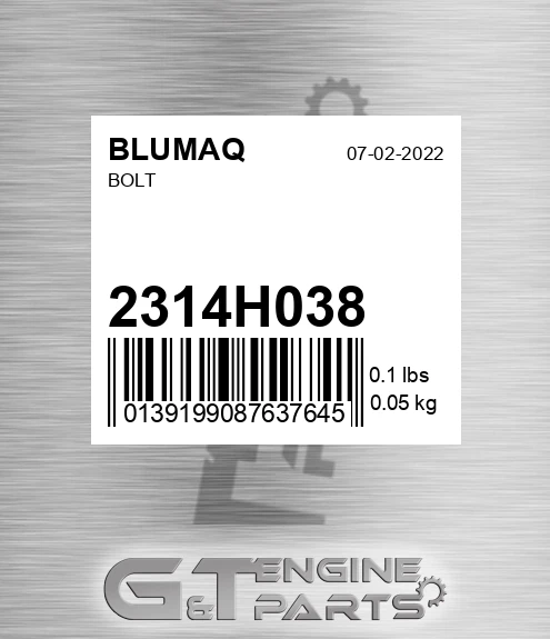 2314H038 Bolt for BLUMAQ
