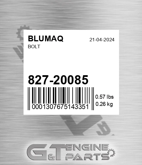 827-20085 Bolt for BLUMAQ