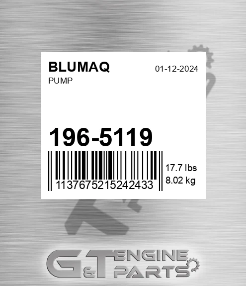 196-5119 Pump for BLUMAQ