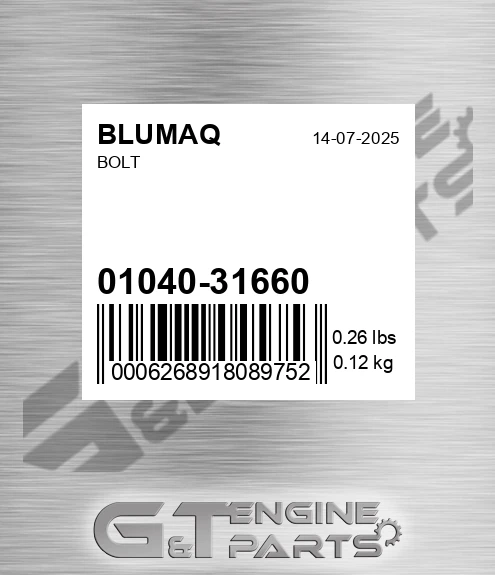 01040-31660 Screw for BLUMAQ
