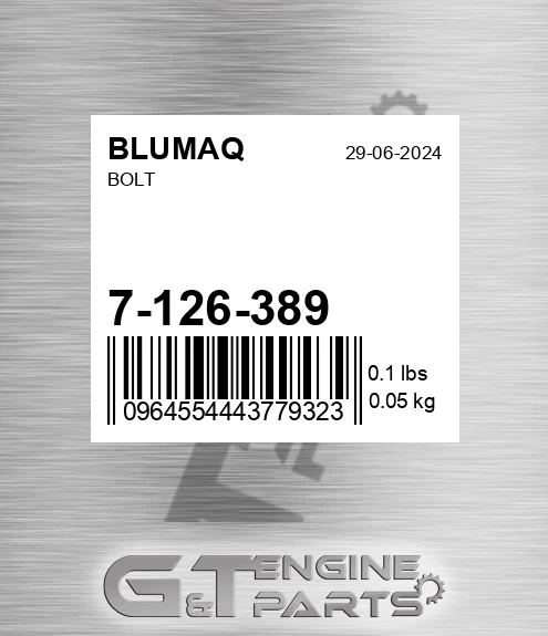 7-126-389 Bolt for BLUMAQ