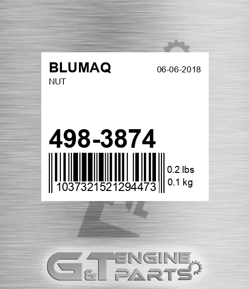 498-3874 Nut for BLUMAQ