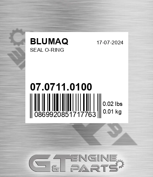 07.0711.0100 Seal O-ring for BLUMAQ