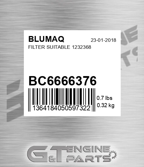 BC6666376 Filter Suitable 1232368