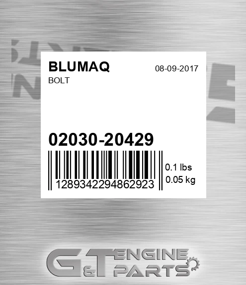 02030-20429 Bolt for BLUMAQ