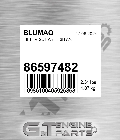 86597482 Filter Suitable 3i1770