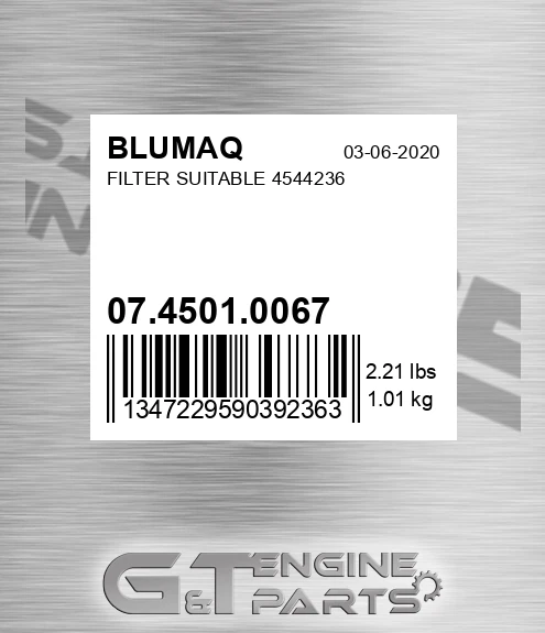 07.4501.0067 Filter Suitable 4544236 for BLUMAQ