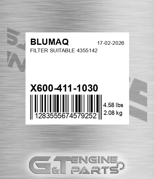 X600-411-1030 Filter Suitable 4355142 for BLUMAQ