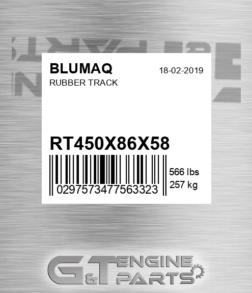 RT450X86X58 Rubber Track for BLUMAQ