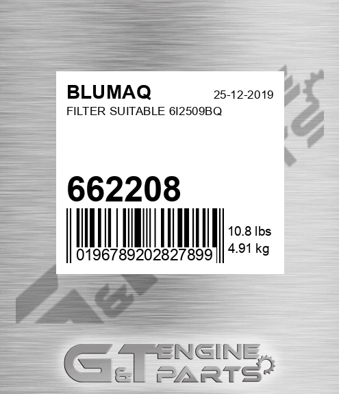 662208 Filter Suitable 6i2509bq for BLUMAQ