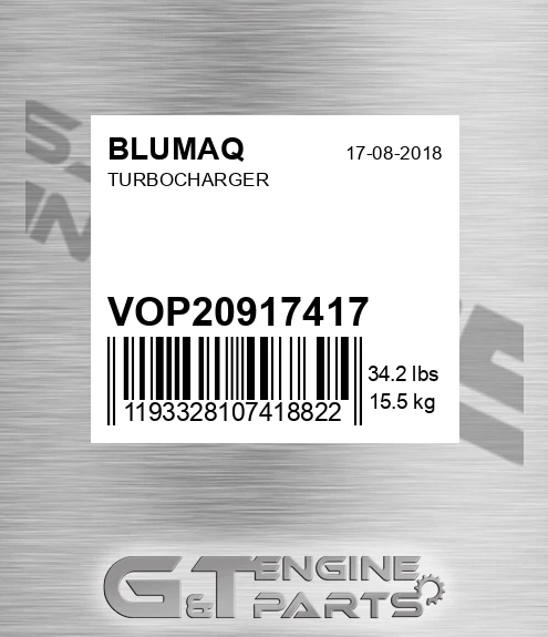 VOP20917417 Turbocharger for BLUMAQ