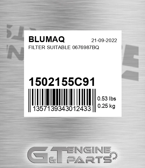 1502155C91 BLUMAQ Filter Suitable 0676987bq
