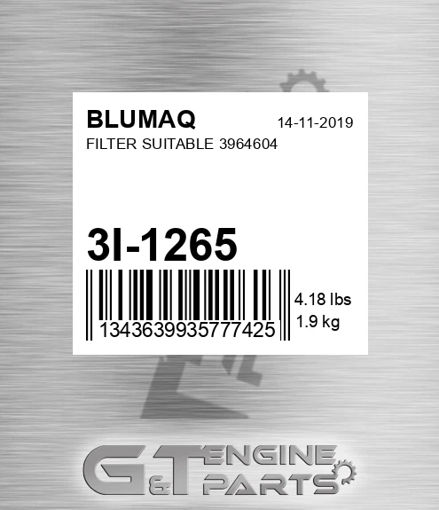 3I-1265 Filter Suitable 3964604 for BLUMAQ