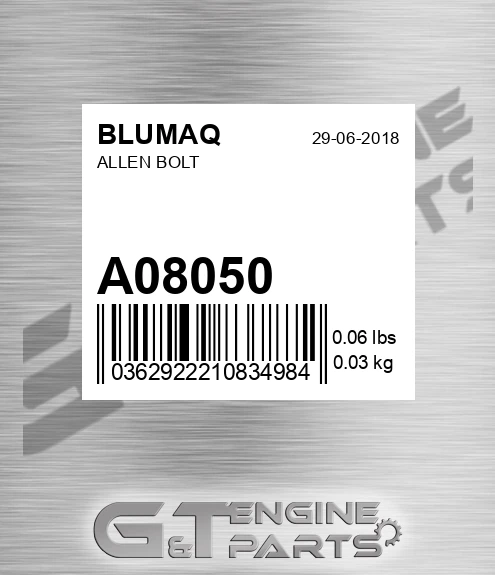 A08050 Allen Bolt