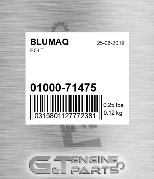 01000-71475 Bolt for BLUMAQ