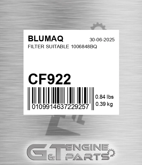 CF922 Filter Suitable 1006848bq