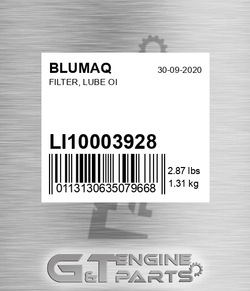 LI10003928 Filter, Lube Oi