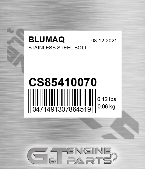CS854-10070 Stainless Steel Bolt for BLUMAQ